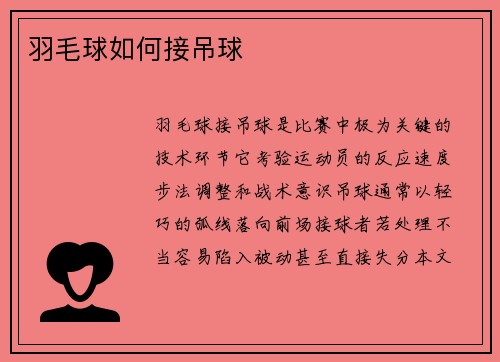 羽毛球如何接吊球